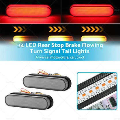 34LED Rear Stop Brake Flowing Turn Signal Tail Lights for Trailer Truck