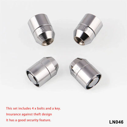4 x Steel Wheel Nuts M12x1.5C & Key Anti-Theft Lock for Honda Toyota