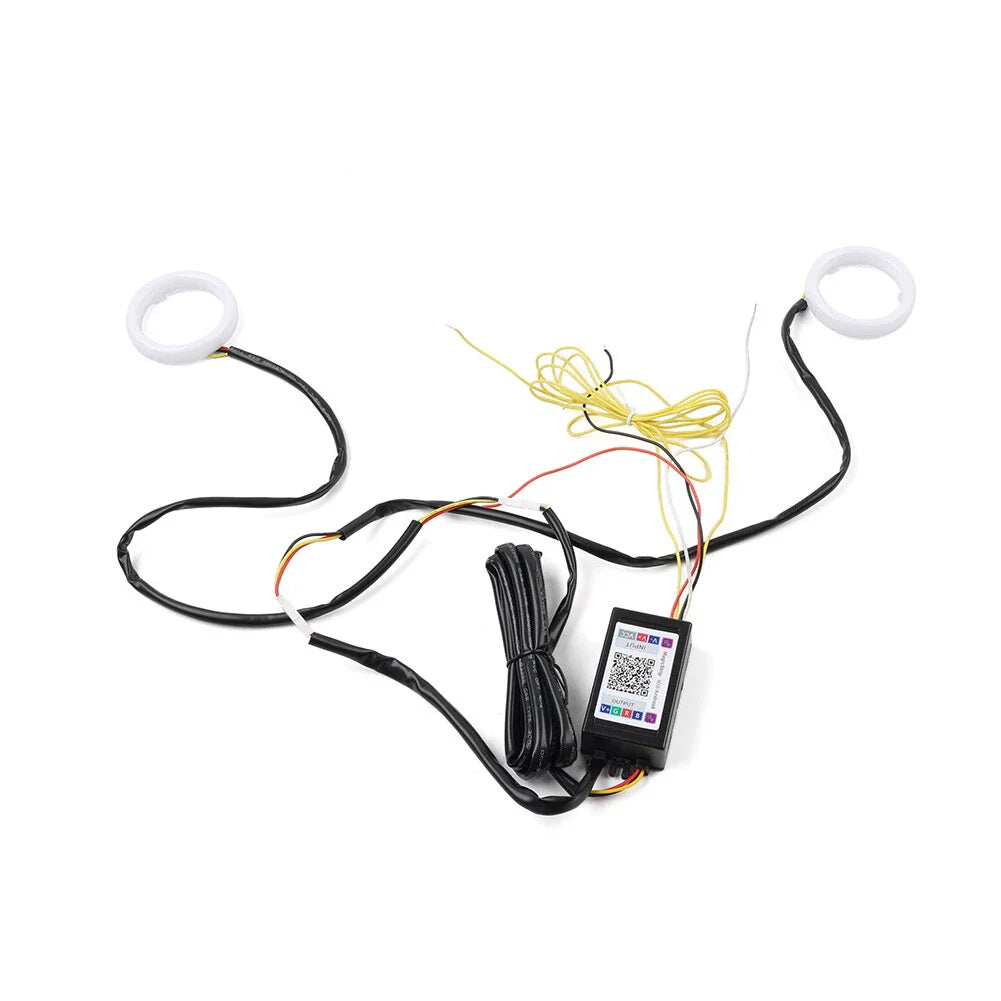 80MM RGB Phone Control Angel Eye Halo Rings Headlight DRL for Car