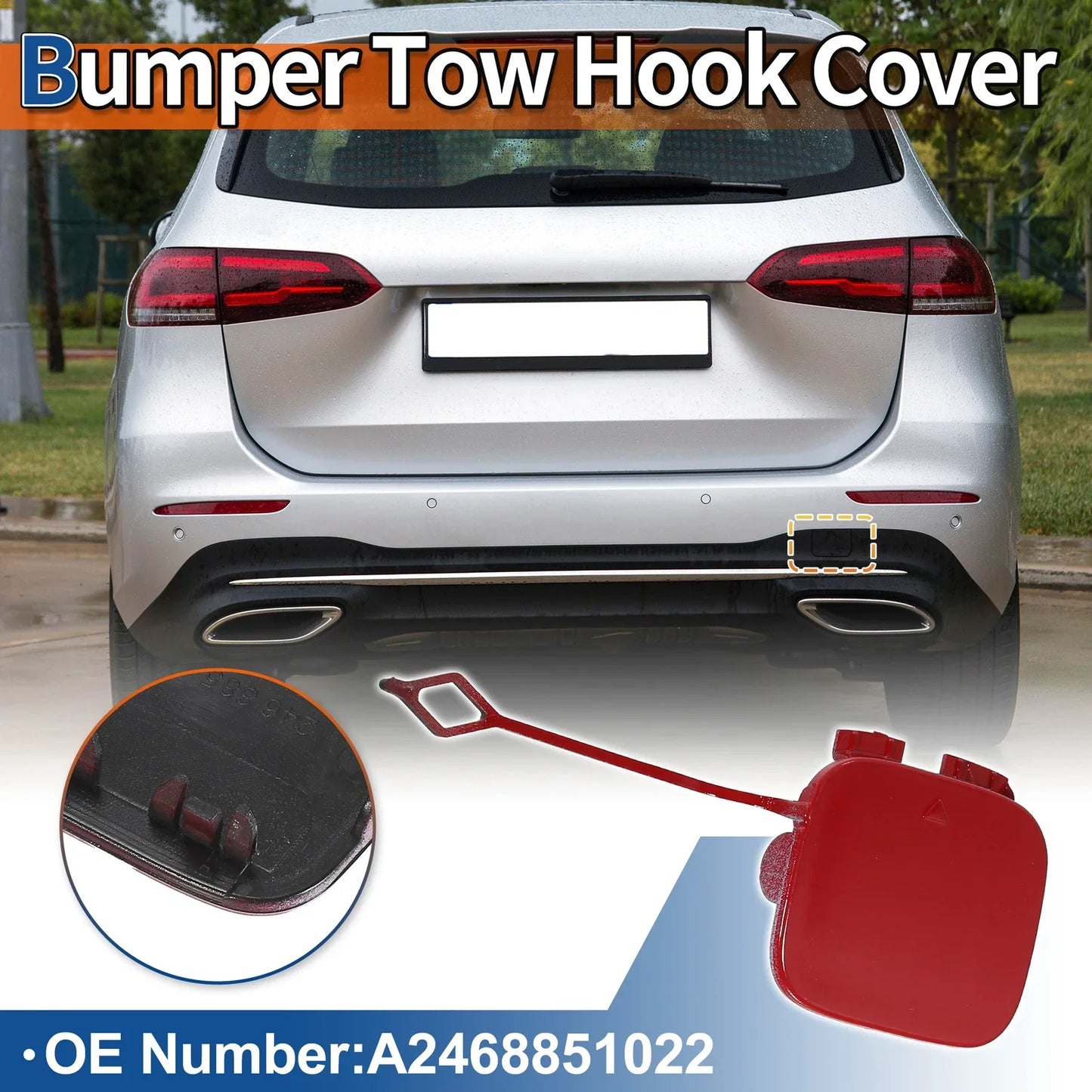 Rear Tow Hook Cover for Mercedes-Benz B-Class W246 (2012-2019) Red