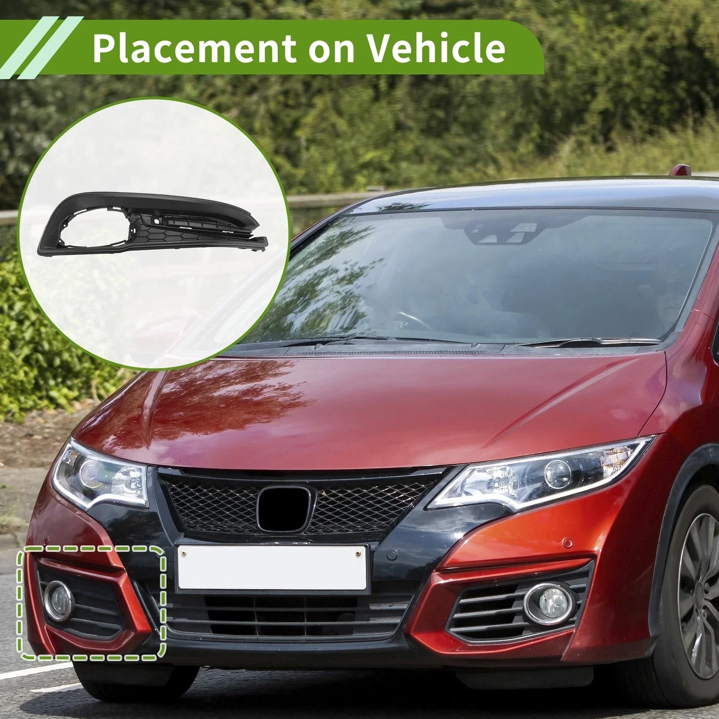 Right Front Fog Light Grill for Honda Civic (2013-2015)