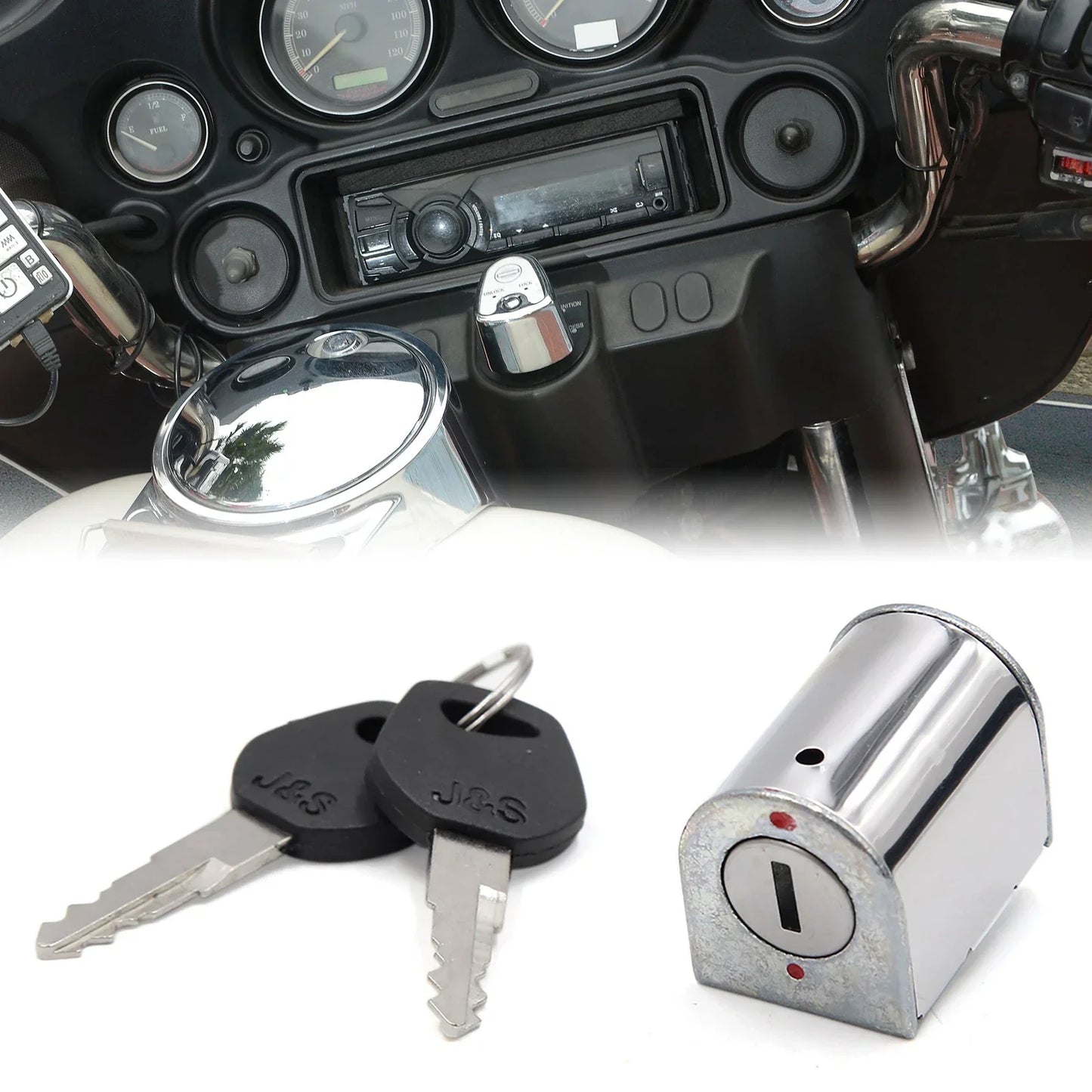 Stainless Steel Motorcycle Steering Lock with 2 Keys for Honda CG125 (2000-2023)