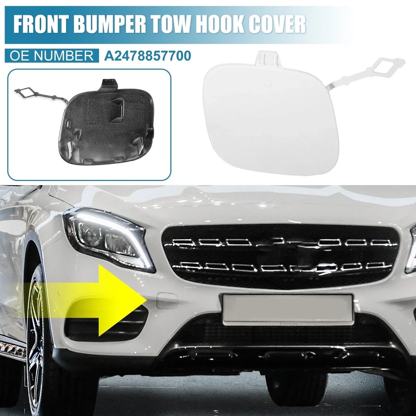 Front Right Bumper Tow Hook Cover for Mercedes-Benz GLB250 (2020-2022) White