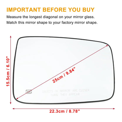 Left Right Side Mirror Glass Replacement for Dodge Ram 1500 2500 (2010-2023)