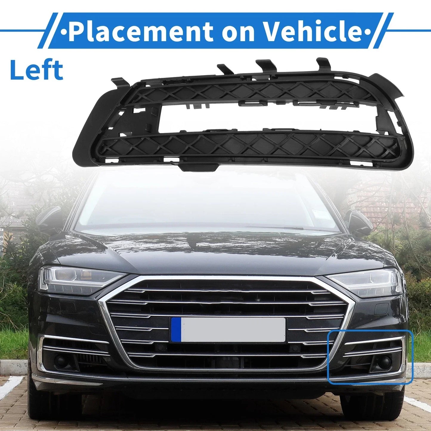 Front Left Fog Light Grill for Mercedes-Benz E350 (2009-2016) Black