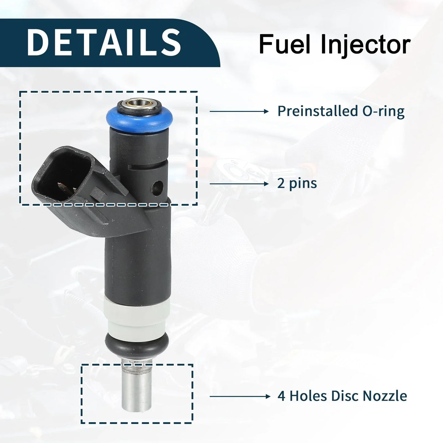 Fuel Injector 2.4L for Dodge Avenger (2008-2014) - Black 1 x Injector