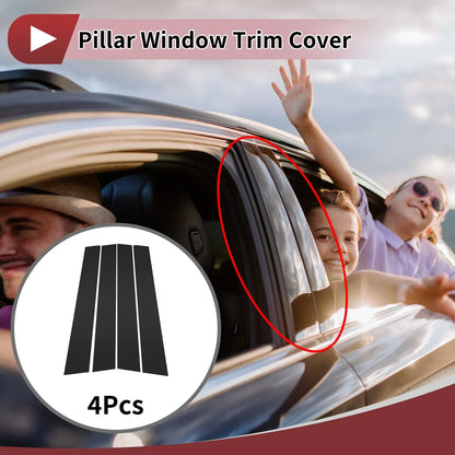 4 Pcs Car Door Pillar Window Trim for Honda City (2003-2008) Black