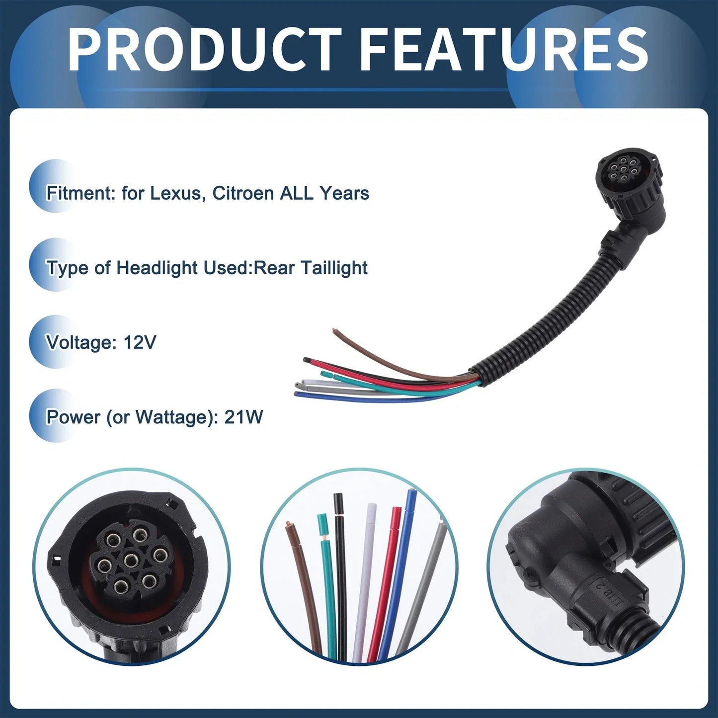 Headlight Wiring Harness Assembly for Lexus & Citroen Taillight Lamp (Various)