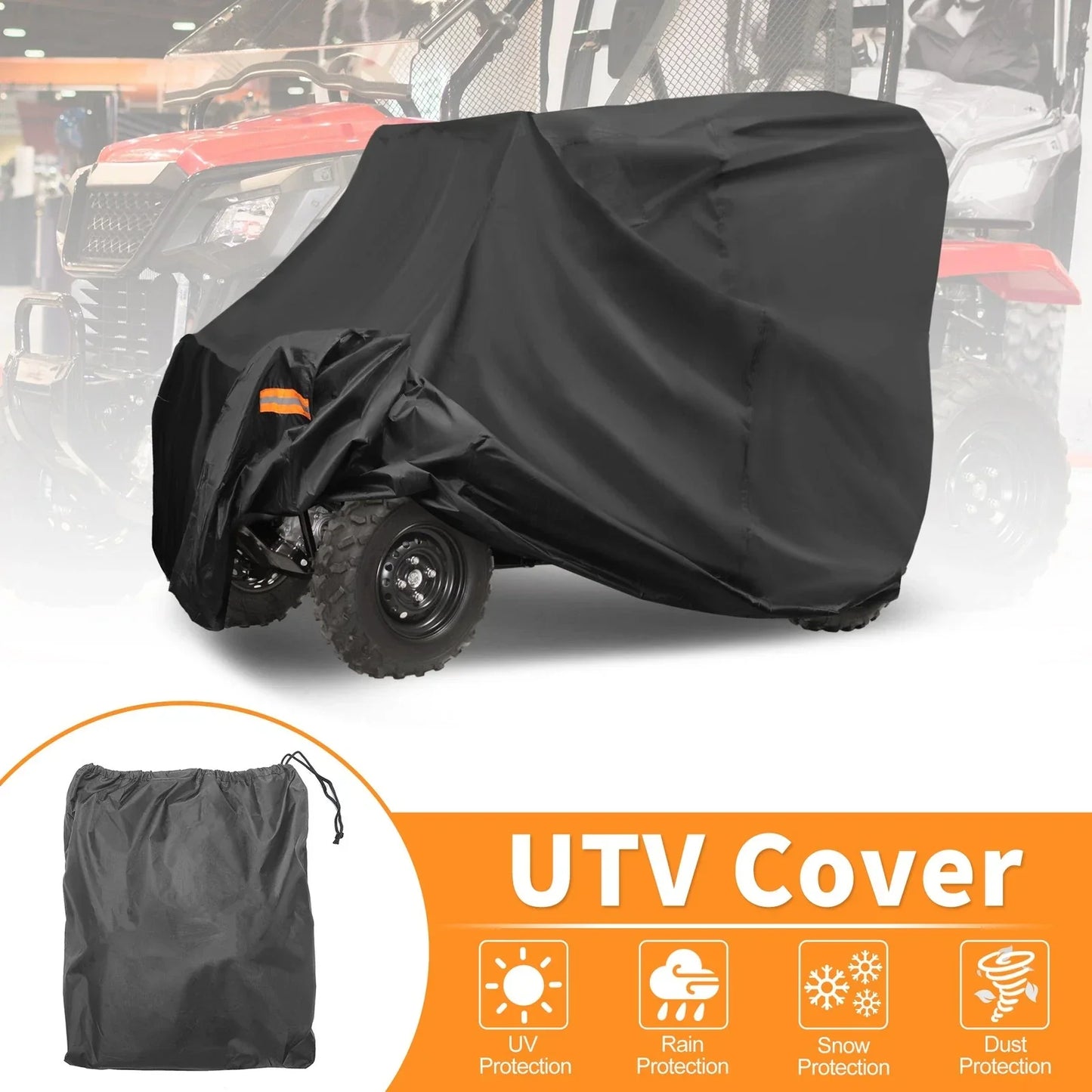 Waterproof UTV Cover for Honda Pioneer 500 520 Black 210D-PU (2015-2023)