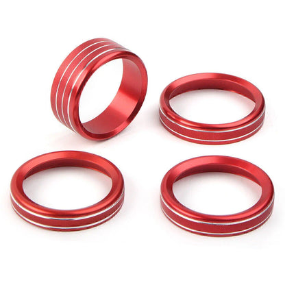 4 x Air Conditioner Switch Knob Ring Cover Trim RED for Jeep Wrangler (2018-2020)