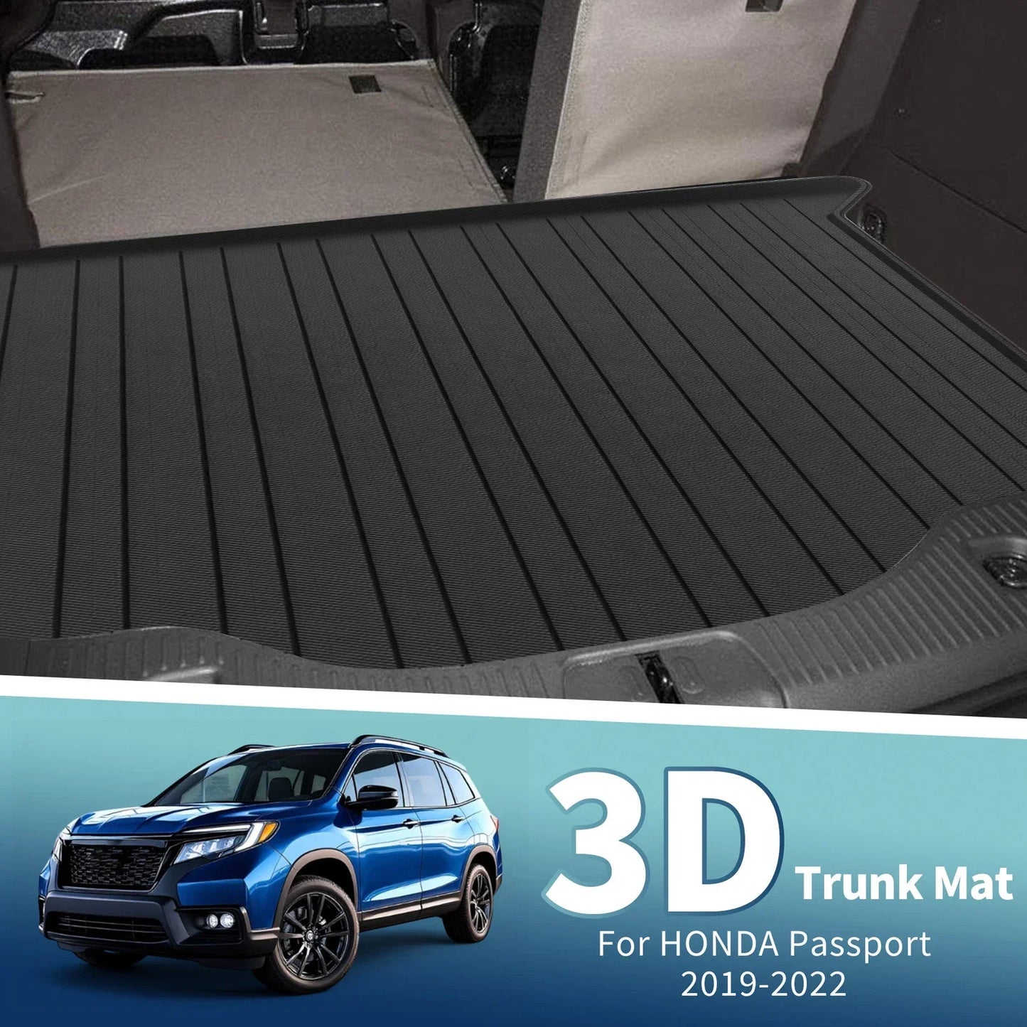 Flat Face Cargo Liner Rear Trunk Mat for Honda Passport (2019-2022) 1 x TPE