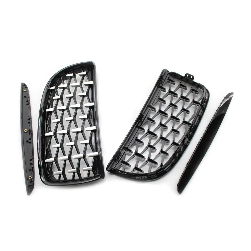 Front Frame & Chrome Grille for BMW E90 2005-2008 Black Pair
