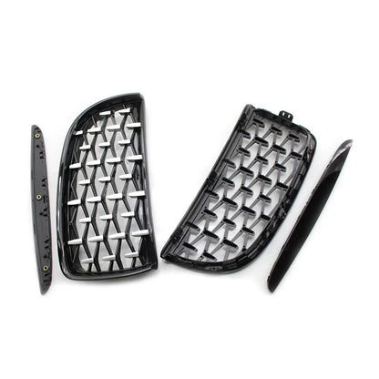 Front Frame & Chrome Grille for BMW E90 2005-2008 Black Pair