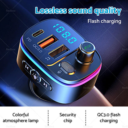 Bluetooth FM Transmitter Car Radio Adapter with USB Charger for Vehicle