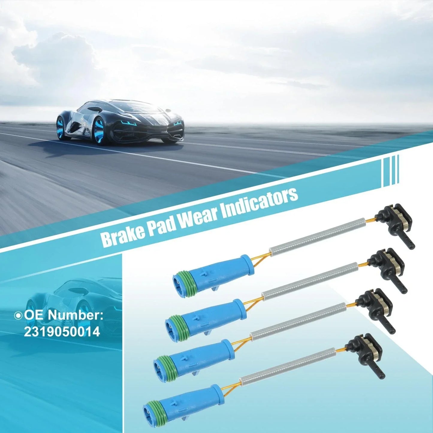 4pc Disc Brake Pad Wear Sensors for Mercedes-Benz E 53 AMG (2019-2023)