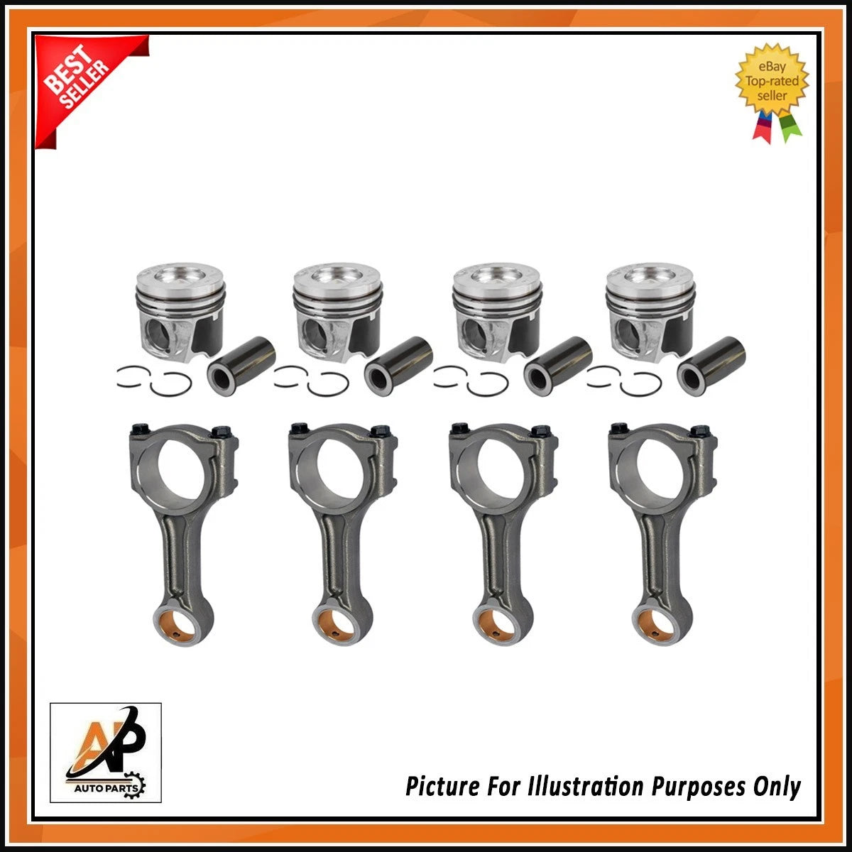 4 x Piston with Rings and Connecting Rods for Vauxhall Vivaro (2011–2019)