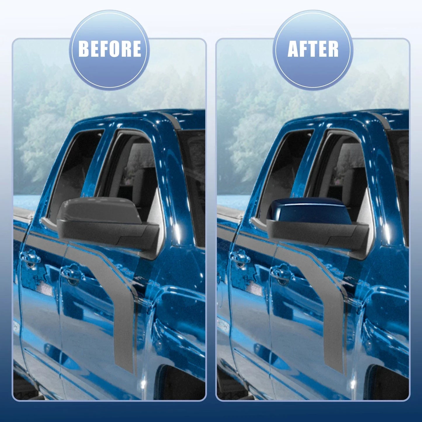 OEM Blue Top Side Mirror Covers for Chevy Silverado 1500 2500 3500 (2014-2019)