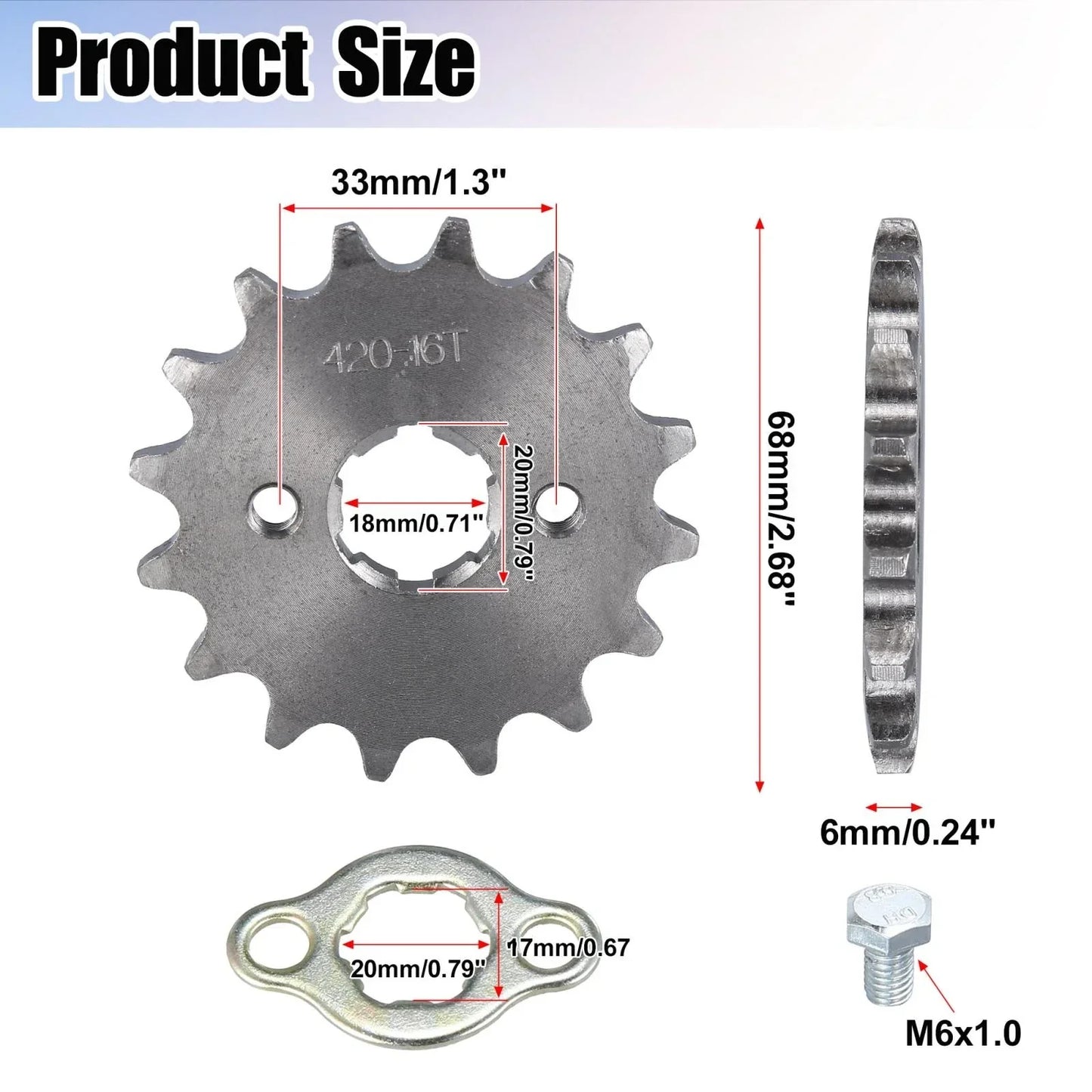 16T 20mm Front Sprocket for Honda 50cc 70cc 90cc 110cc 125cc