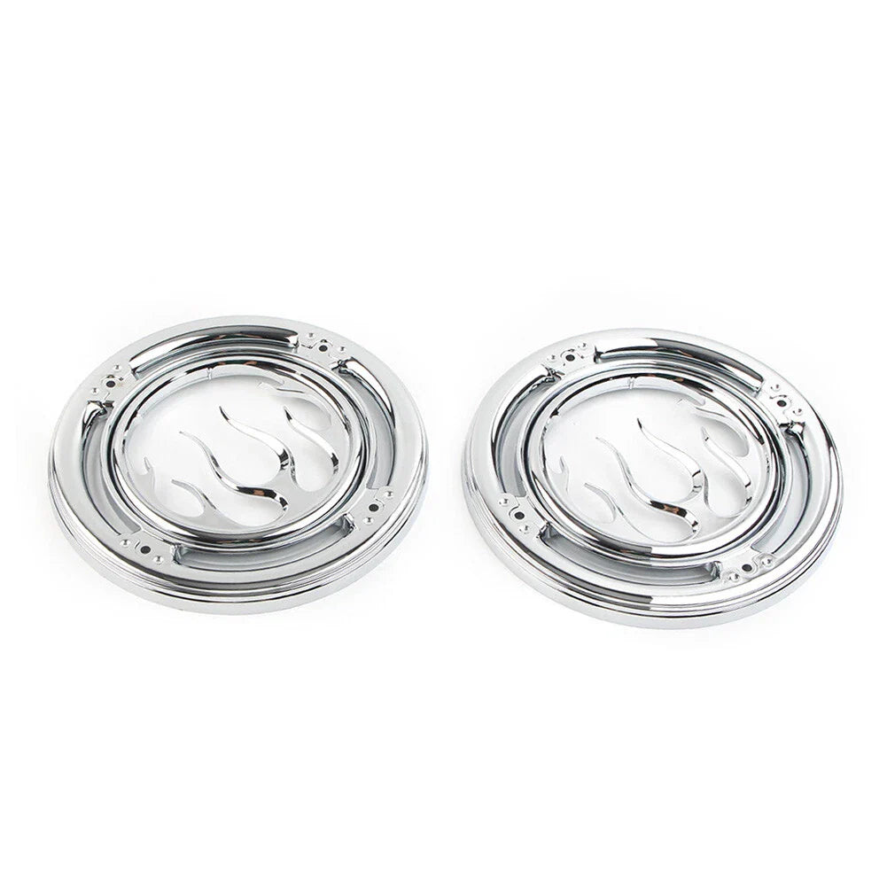 Chrome Rear Speaker Accent Trim Covers for Harley Electra Street Tri Glide