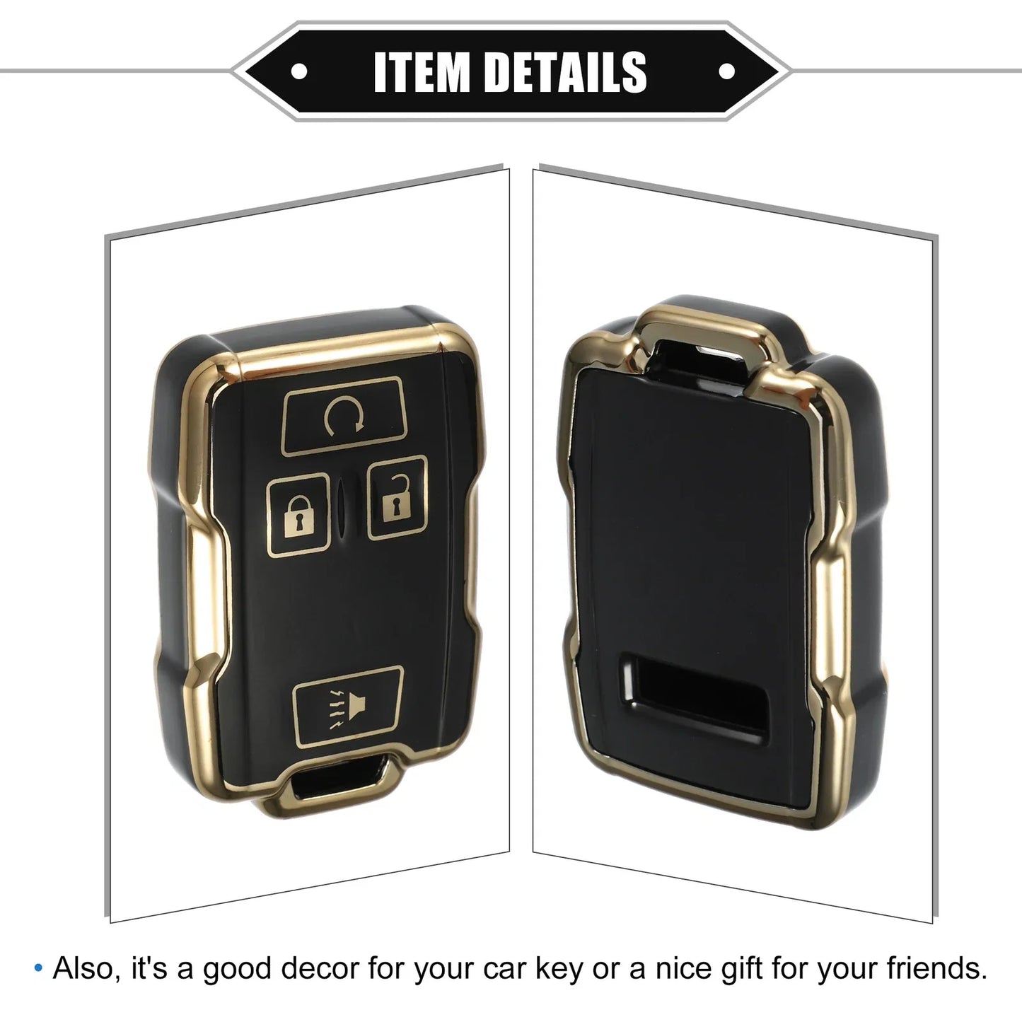 TPU Black 4 x Button Remote Keyless Key Fob Cover for Chevy Suburban & GMC