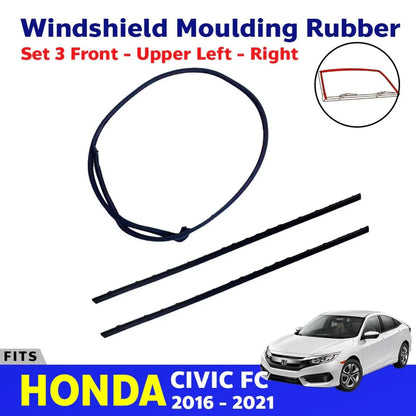 Front Windshield Moulding Rubber Seal Set 3 Fits Honda Civic FC 4D 2016-21 D03