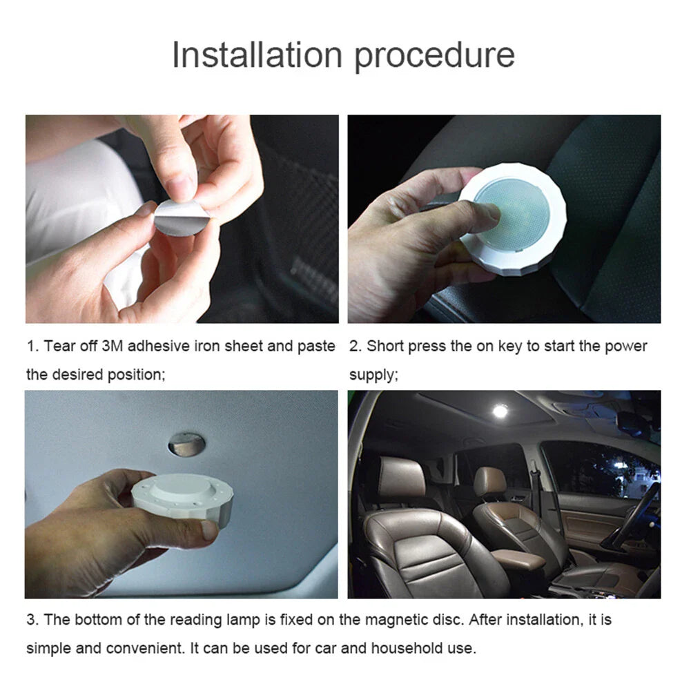 LED Mini Wireless Interior Reading Light for Car Roof Room