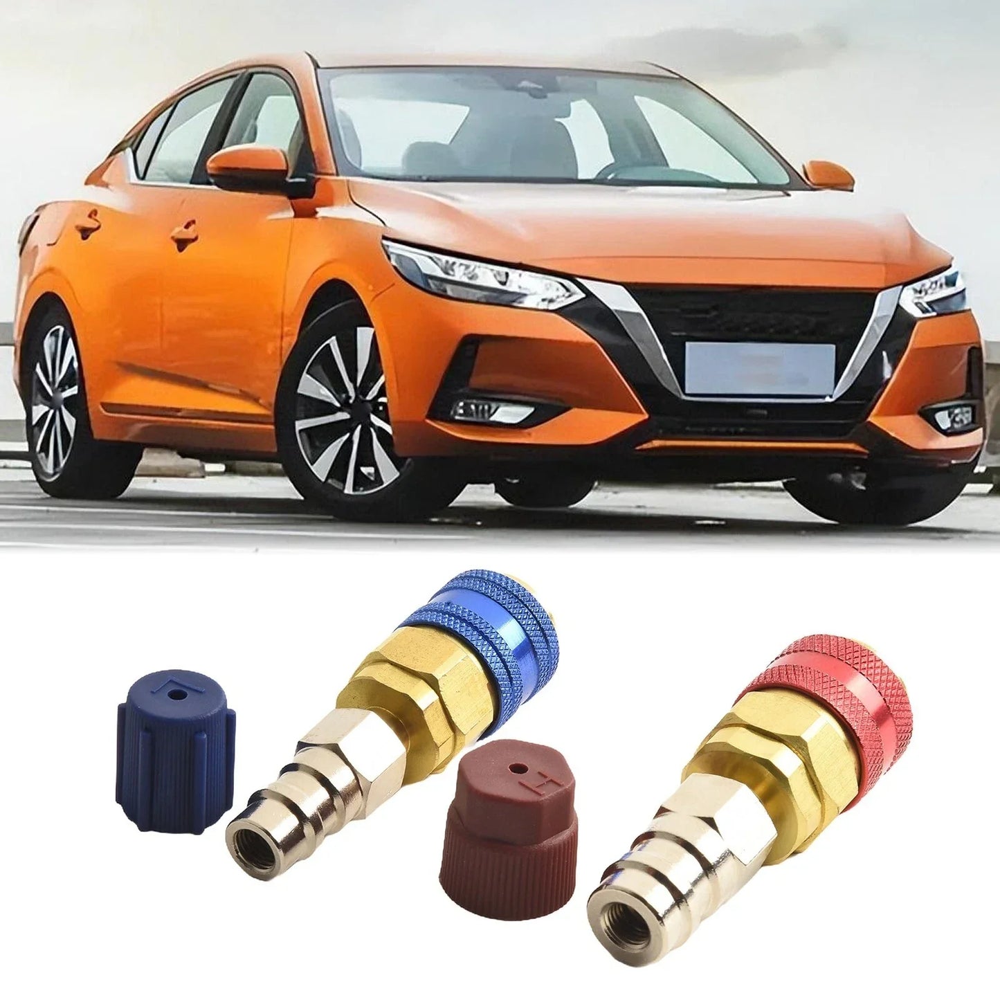 2x Replace Car A/C Air Condition Low/High R134 Quick Coupler Extension Adapters