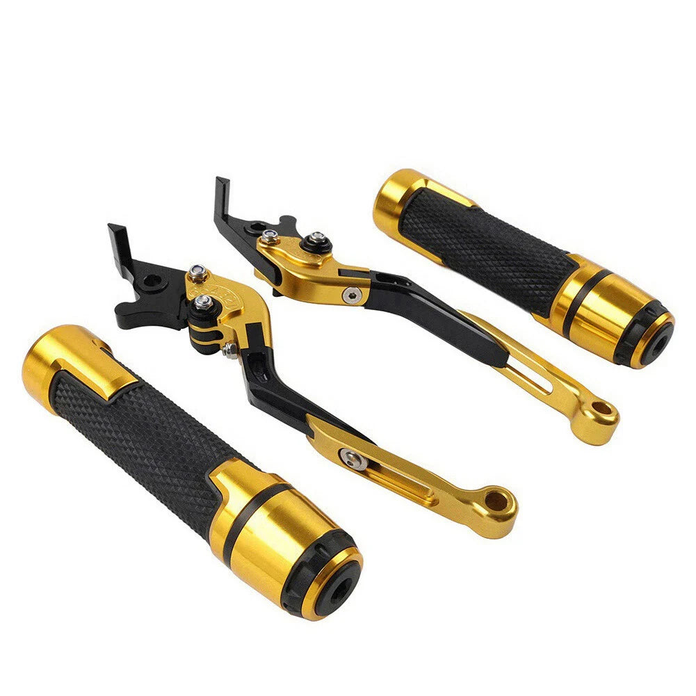 Gold Extendable Brake Clutch Levers & Handlebar Grips for Suzuki GSXR750