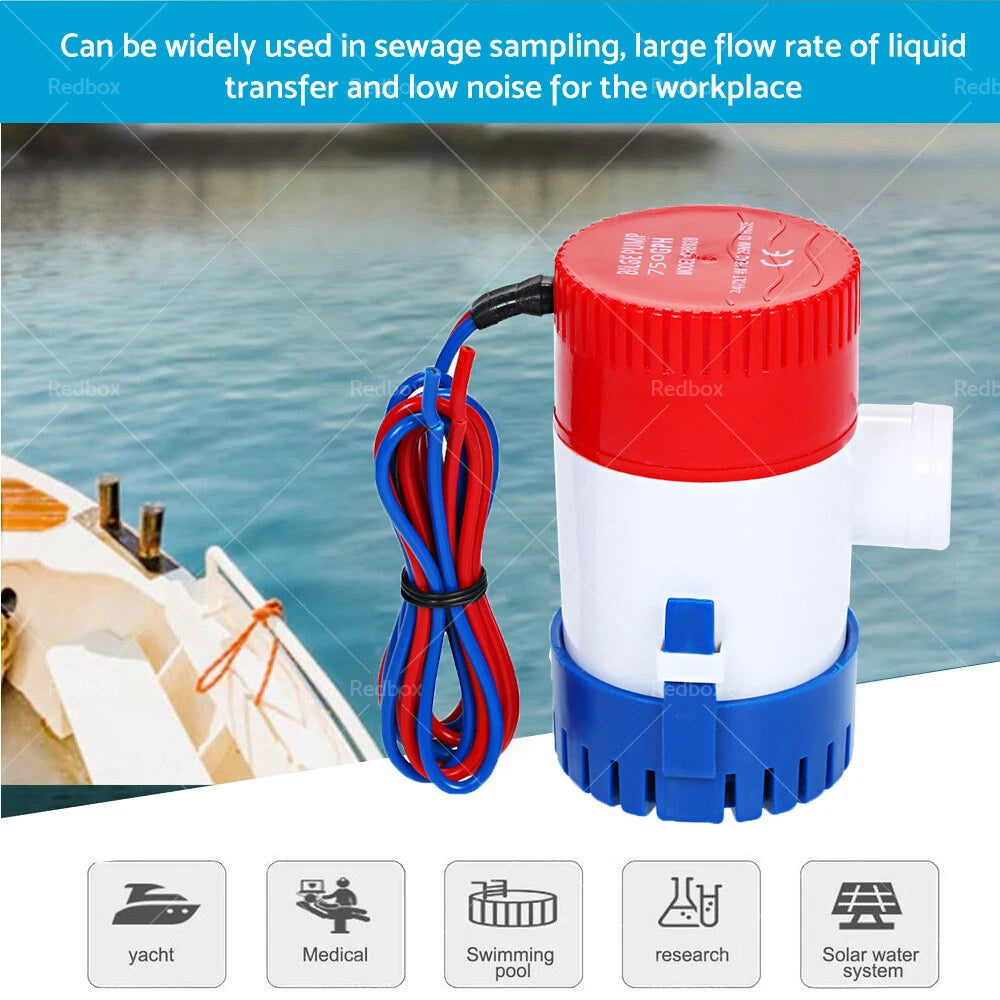 12V 750GPH Submersible Bilge Water Pump for Caravan Camping Marine Boat