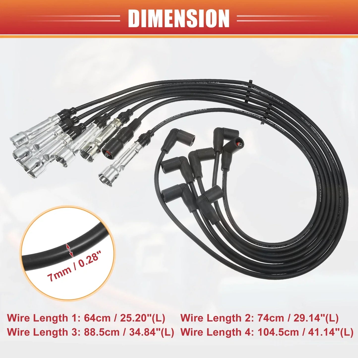 7pcs Spark Plug Wire Ignition Coil Cables for Mercedes-Benz W114 W123 (1973-1976)