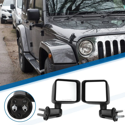 Tow Mirrors for Jeep Wrangler 2007-2017 (2 x No.55077967AB/55077966AB)
