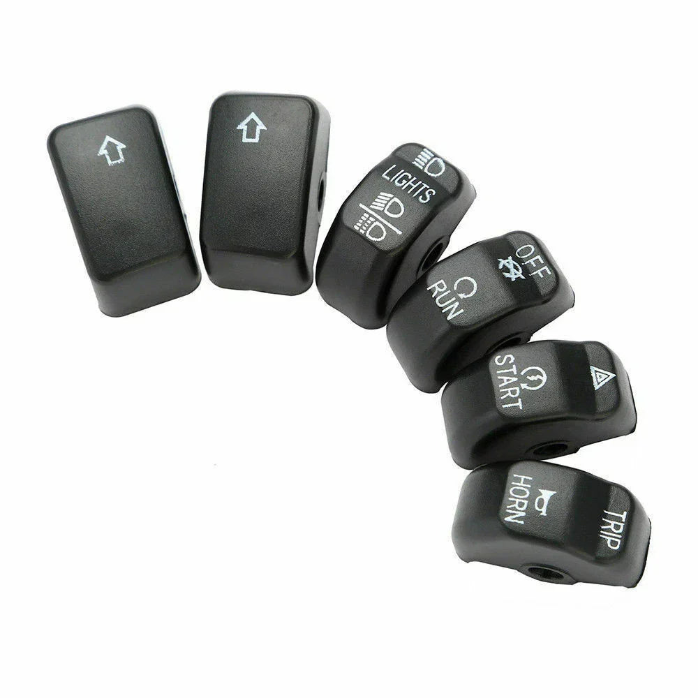 6 x Black Control Switch Button Cover Caps for Harley Dyna Softail XL (2011-2016)