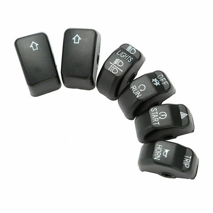 6 x Black Control Switch Button Cover Caps for Harley Dyna Softail XL (2011-2016)