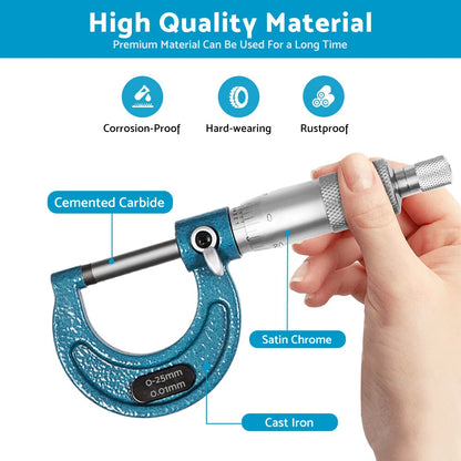 6pcs Precision Outside Micrometer Set 0-150mm Carbide Machinist Tool