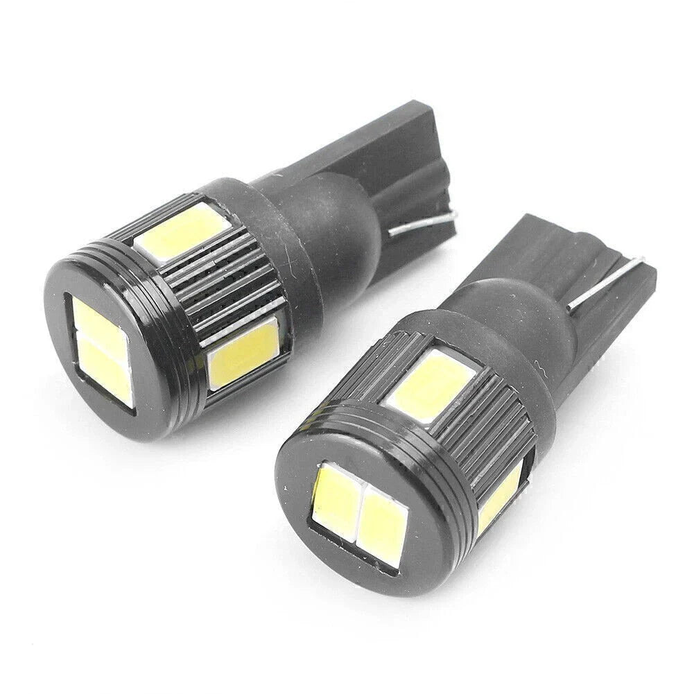 T10 5630 6 SMD LED Wedge Light Bulbs for Car - White Black Shell