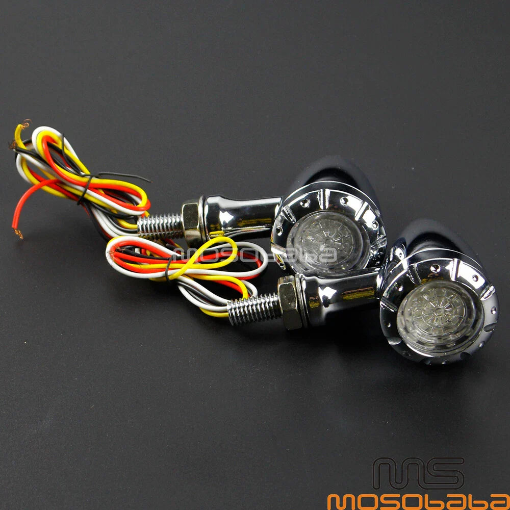 LED Brake Running Turn Signal Lights Red & Amber for Harley Dyna Kawasaki