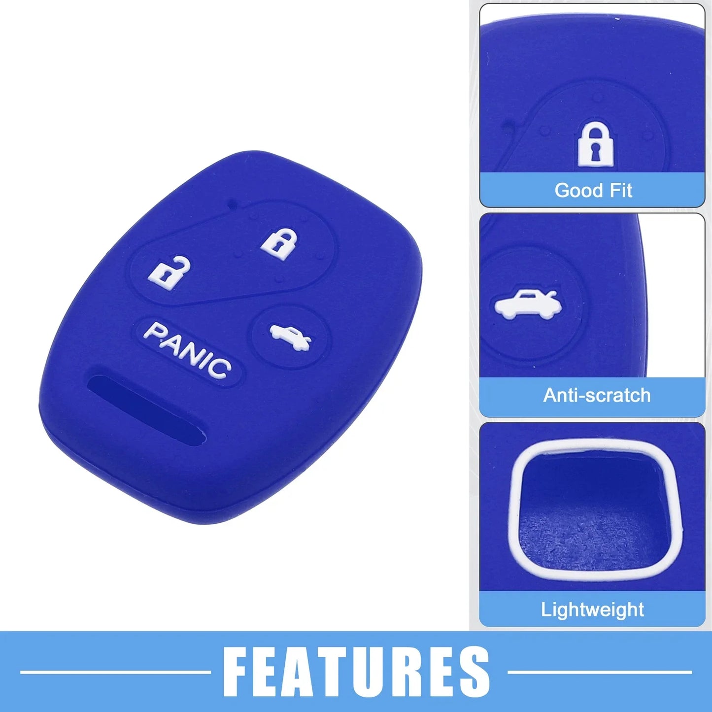 Smart Key Fob Covers for Honda Accord Civic CR-V Pilot Black Blue (2 x)
