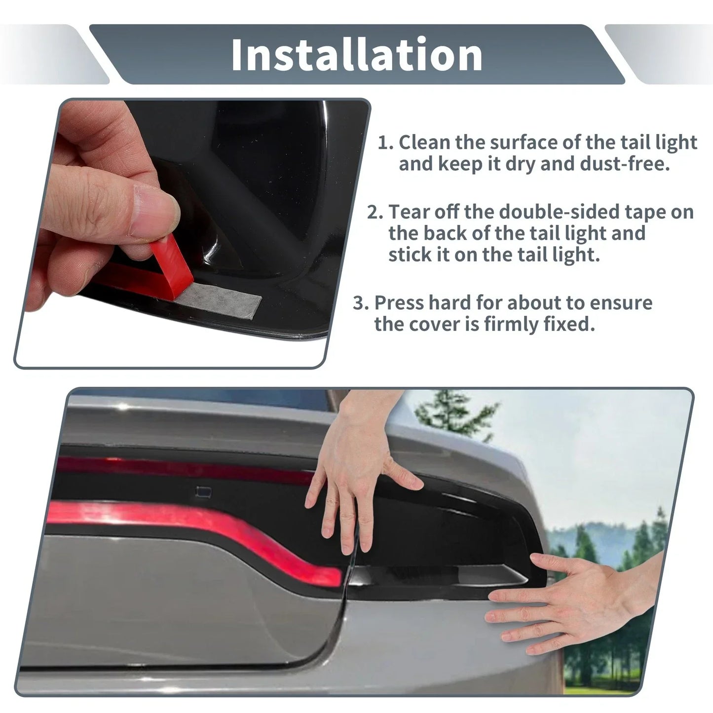 Tail Light Cover for Dodge Charger 2015-2024 - Smoked Black ABS Guard