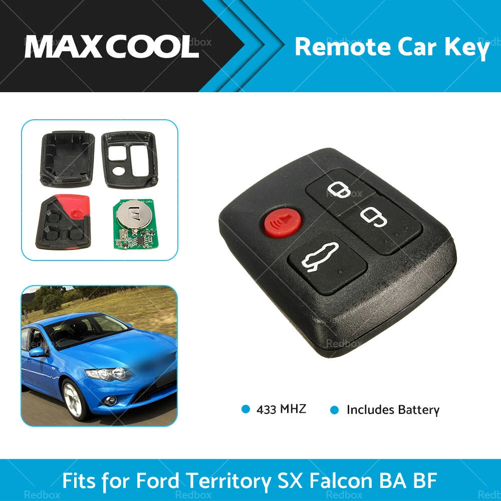 433MHz 4 Button Remote Key for Ford Territory SX XR6 XR8 Falcon (2004-2016)
