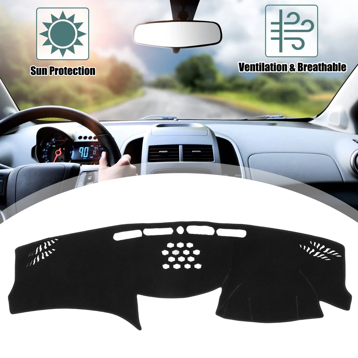 Black Polyester Non-Slip Dashboard Cover for LEXUS GS (2006-2011)