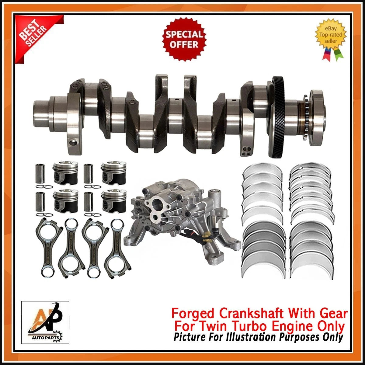 Forged Crankshaft with Engine Rebuild Kit for Land Rover Jaguar 2.0D (2010–2016)