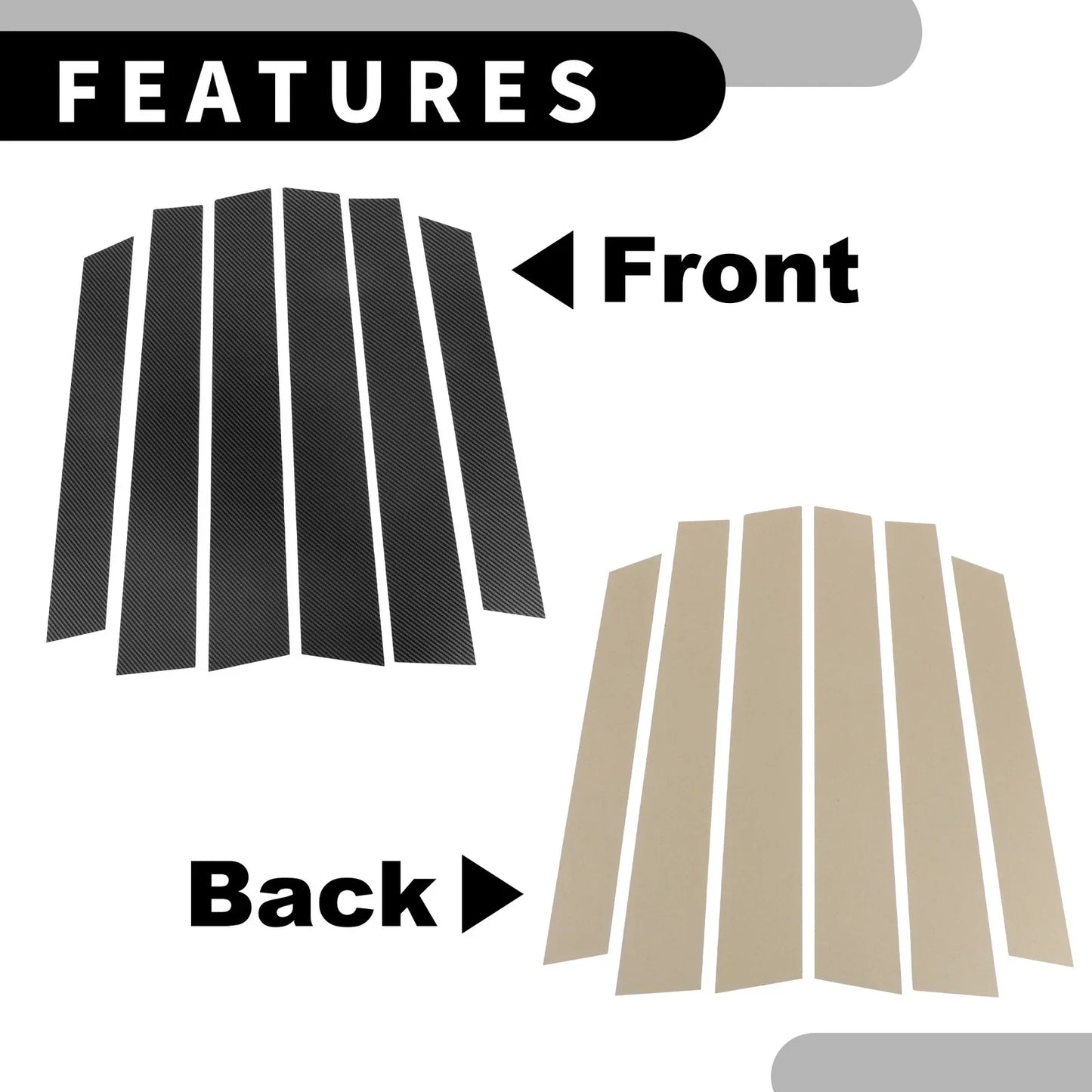 6 x Car Pillar Window Trim Covers for Honda CR-V (2007-2011) Black Carbon Fiber