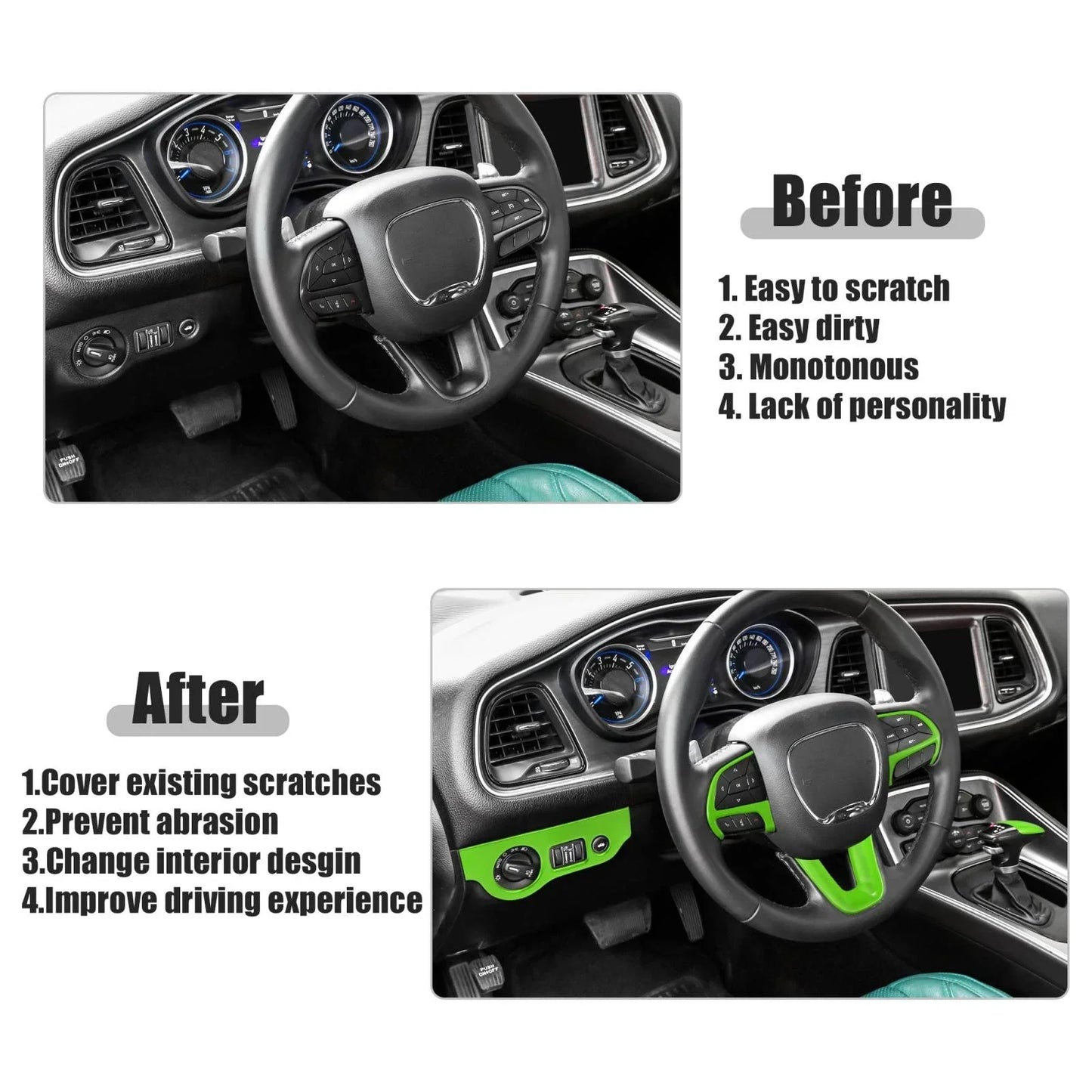 Steering Wheel Decoration Trim for Dodge Charger Challenger (2015-2021)
