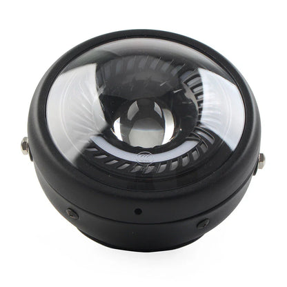 5-3/4" Switchback White LED Halo DRL Angel Eye Headlight for Motorcycle (N/A)