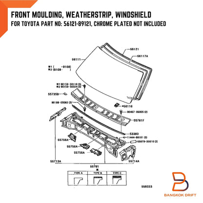 Windshield Weatherstrip Seal Rubber for Toyota Hilux Ute (1988-1996)