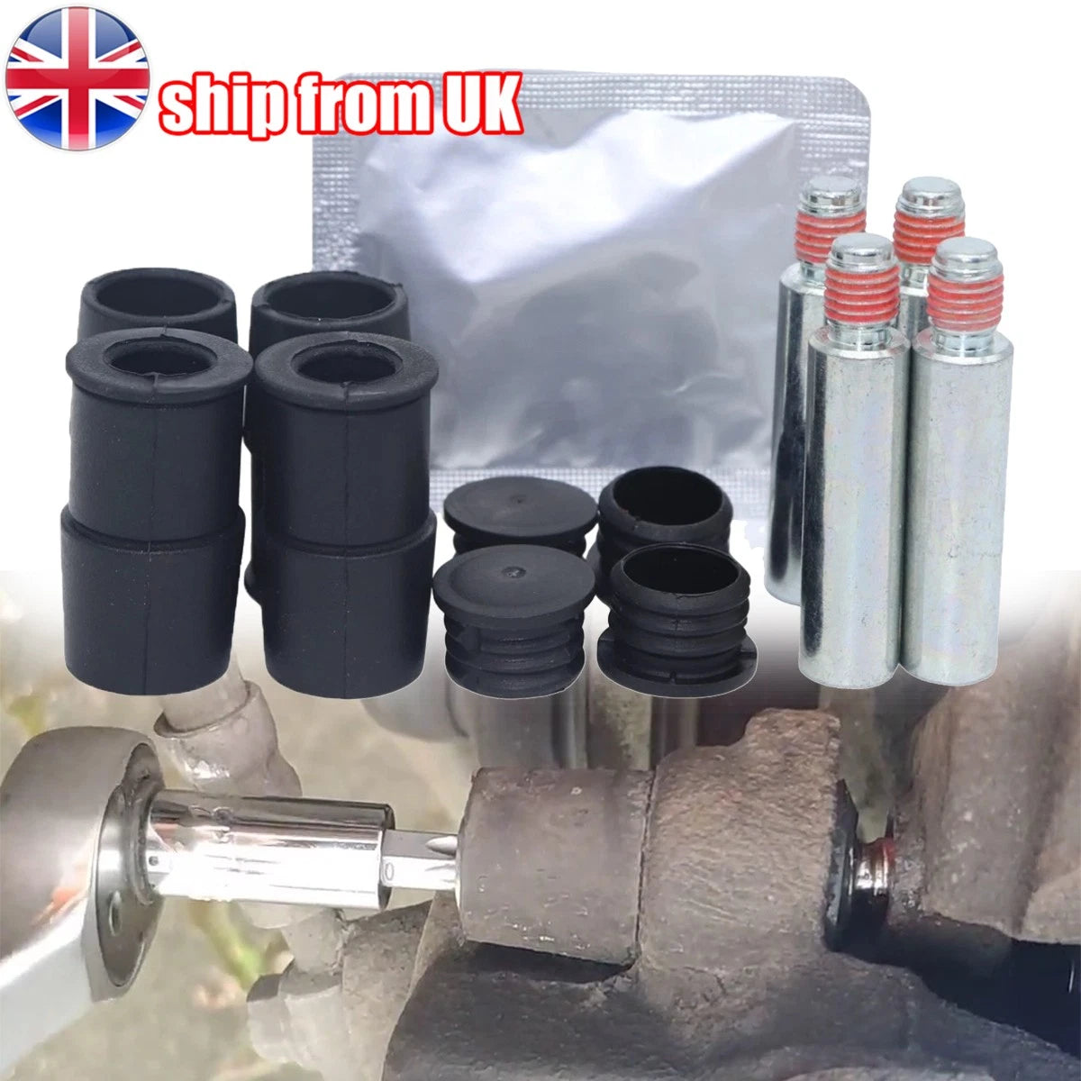 Front Brake Caliper Slider Pin Guide Bolt With Grease for Volvo V50 V70 S40 (UK) (2004–2013)
