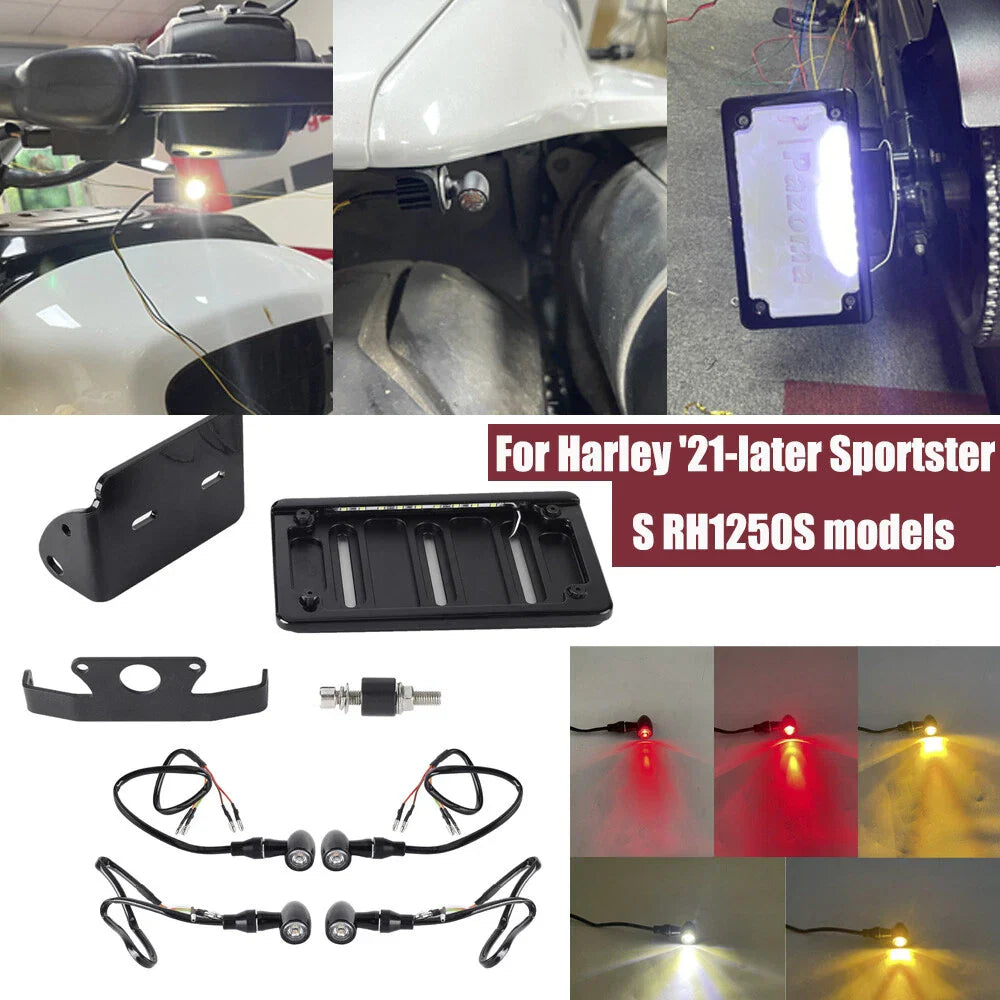 LED License Plate Bracket Frame w/Turn Tail Light for Sportster S (2021-2024)
