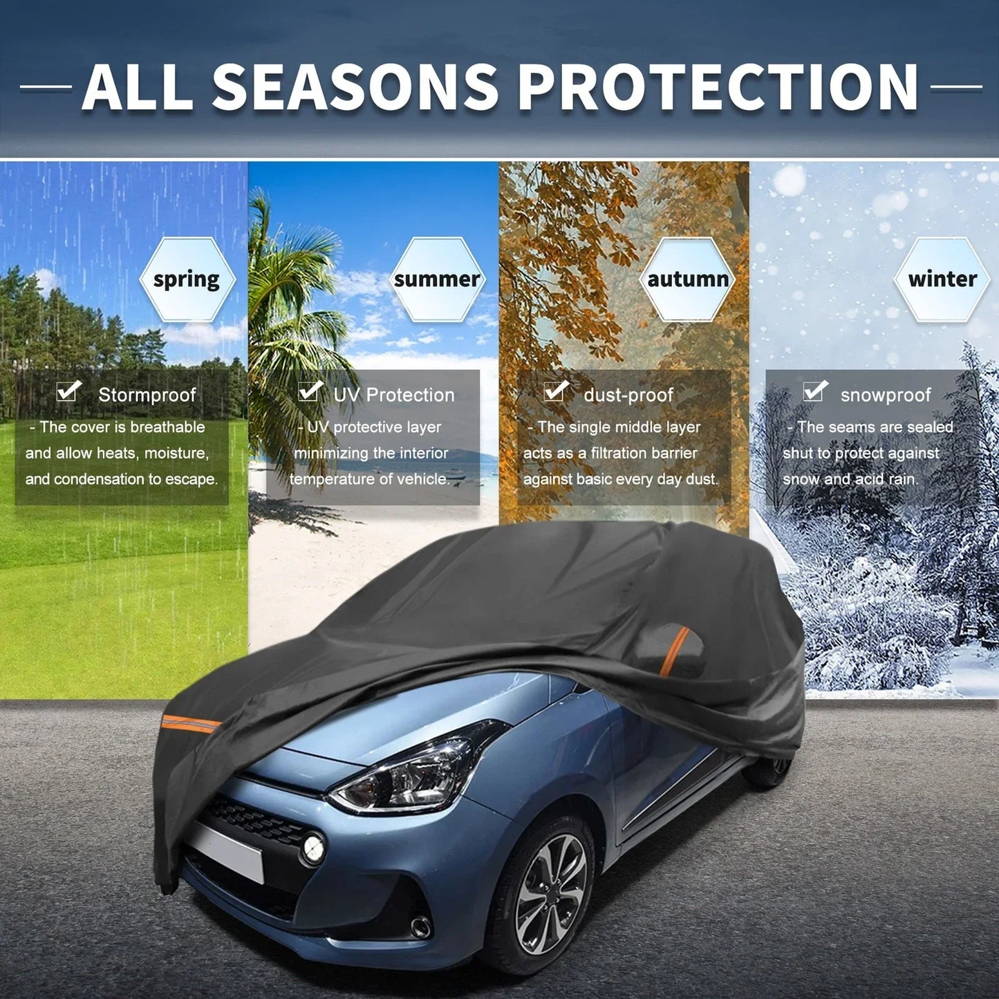 Waterproof PEVA Cotton Car Cover for Hyundai i10 (2013-2020) with Zipper