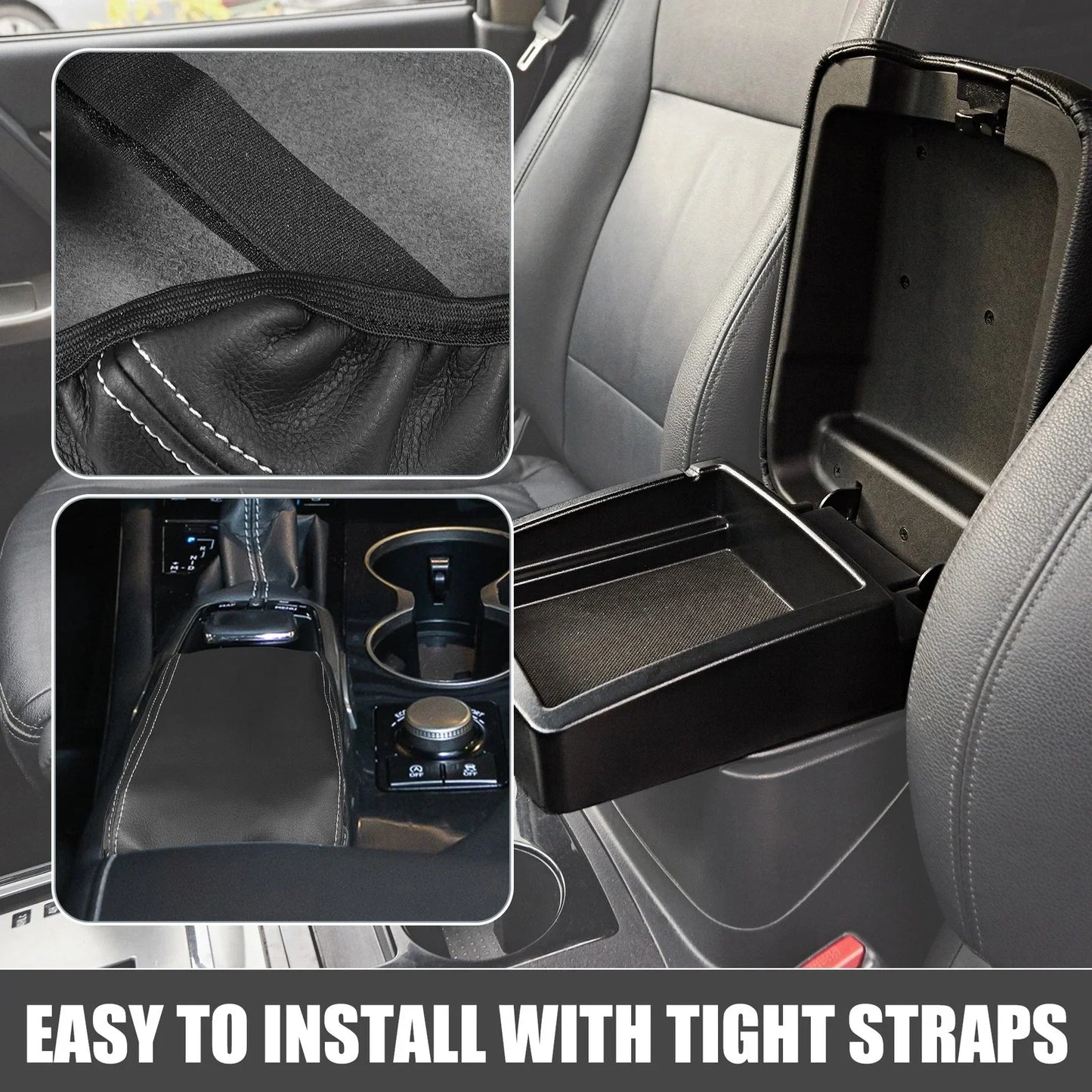 Center Console Armrest Cover for Lexus RX350 (2015-2022) - Black with White Stitching