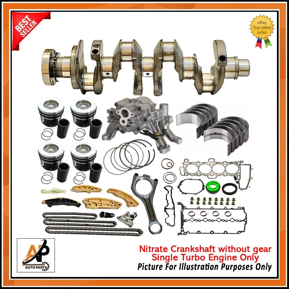 Crankshaft Timing Chain Engine Rebuild Kit for Land Rover Jaguar AJ200 (2004–2010)